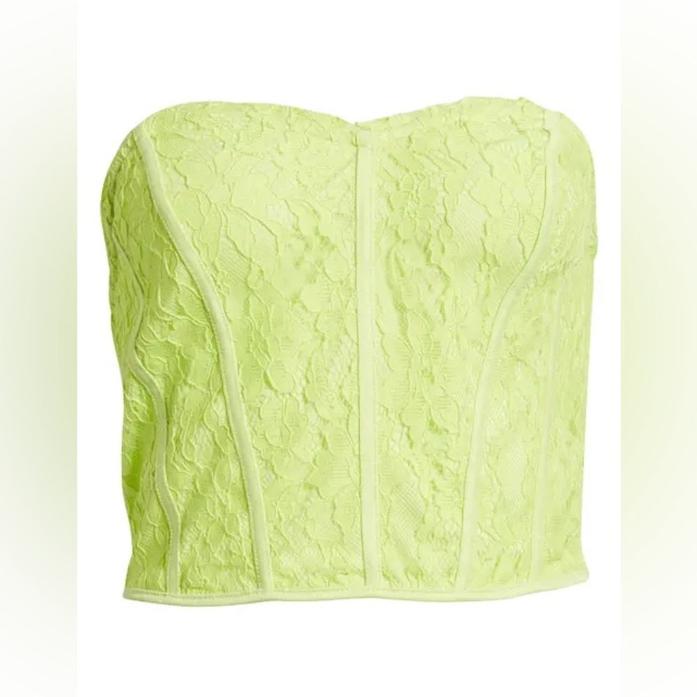 Something New NWT Lace Corset Top in Acid Lime